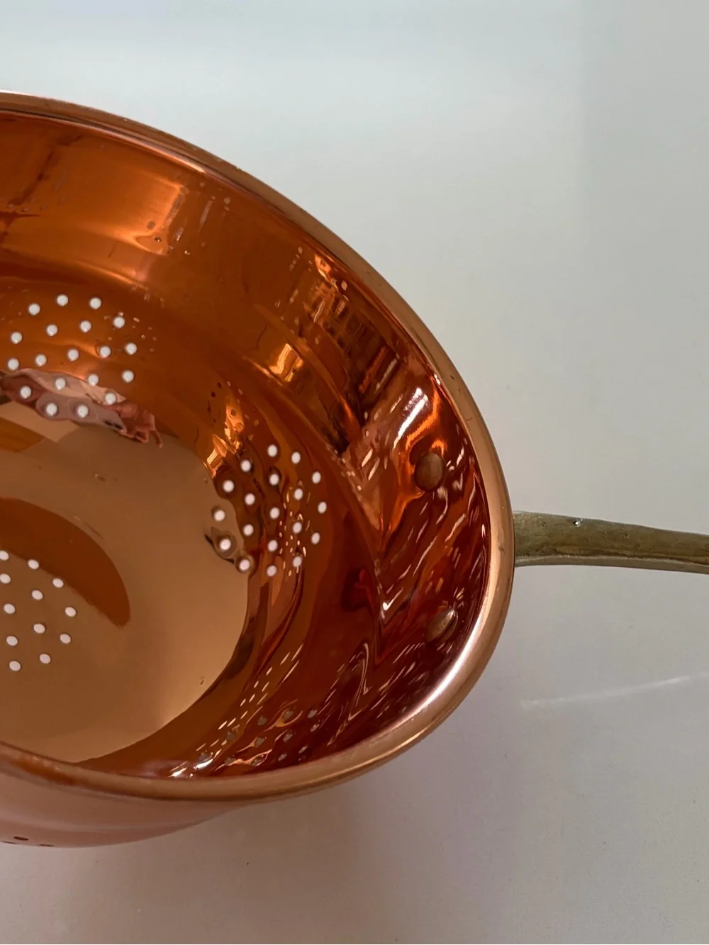 Copper Berry or Tea Strainer with Brass Handle